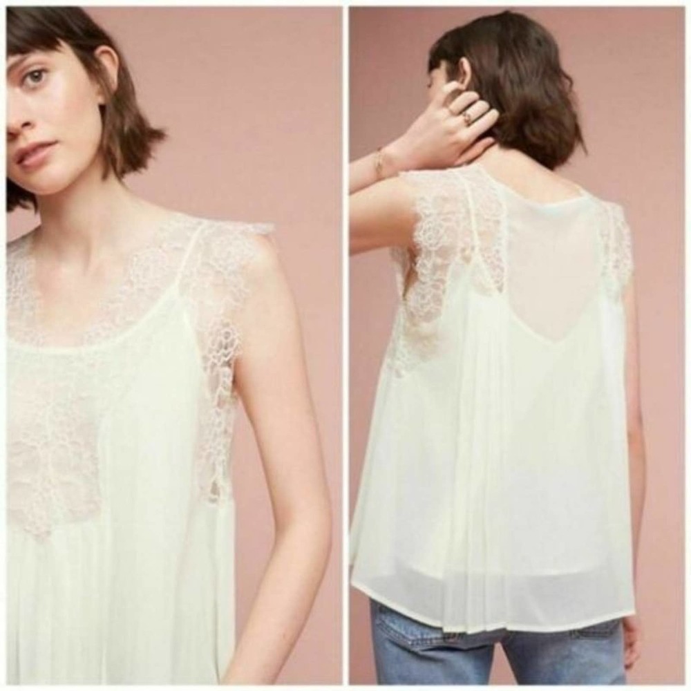 Love Sam Womens Blouse Textured Sleeveless Lacey Tank Top in Yellow Size XS NWT